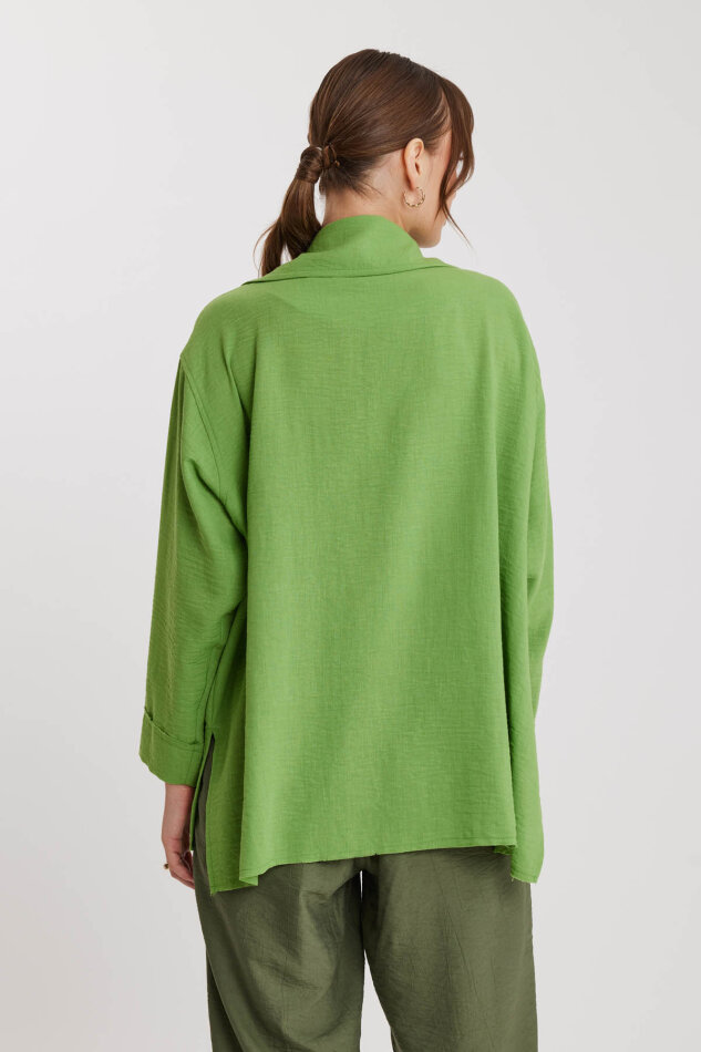 Büyük Yakalı Cepli Salaş Ceket - 20