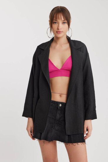 Büyük Yakalı Cepli Salaş Ceket - 23