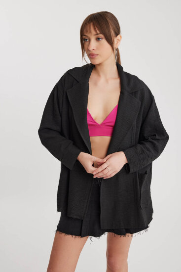 Büyük Yakalı Cepli Salaş Ceket - 24