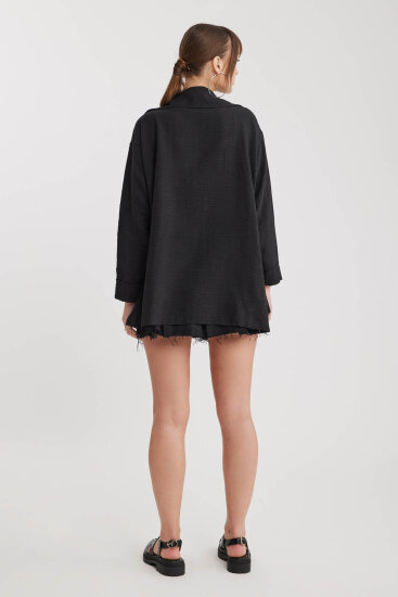 Büyük Yakalı Cepli Salaş Ceket - 26