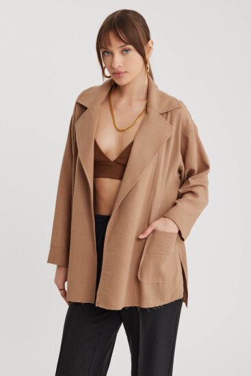 Büyük Yakalı Cepli Salaş Ceket - 28