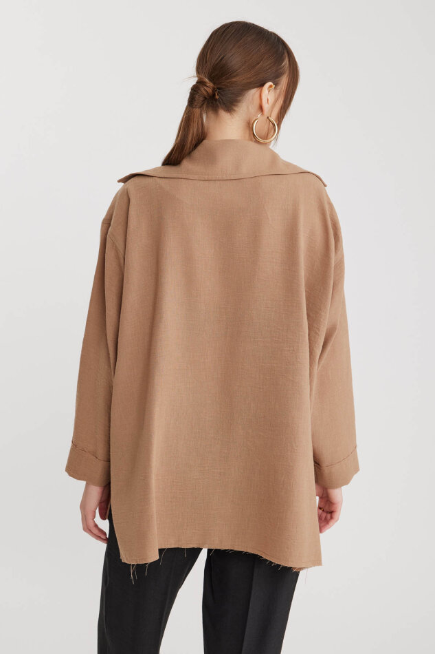 Büyük Yakalı Cepli Salaş Ceket - 32