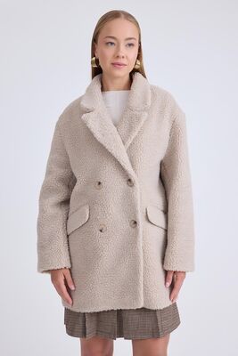 Ceket Yaka Düğmeli Teddy Kaban - Thumbnail (8)