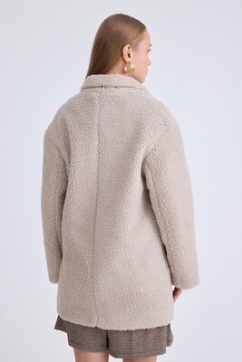 Ceket Yaka Düğmeli Teddy Kaban - Thumbnail (10)