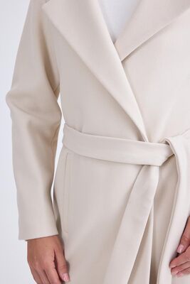 Ceket Yaka Kuşaklı Kaşe Kaban - Thumbnail (14)