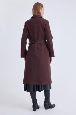 Ceket Yaka Kuşaklı Kaşe Kaban - Thumbnail (20)