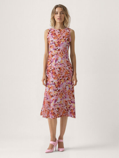 Çiçek Desen Midi Elbise - 2