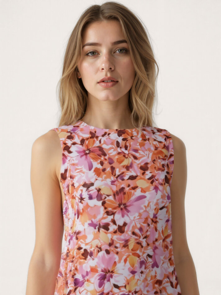 Çiçek Desen Midi Elbise - 4