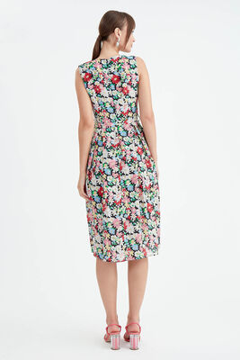 Çiçek Desen Pileli Midi Boy Elbise - 24