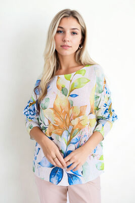 VİTRİN - Çiçek Desen Uzun Kol Triko Bluz