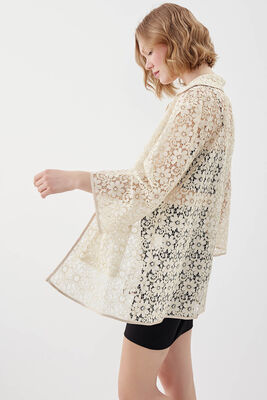 Çiçek Desenli Transparan Hırka (1)