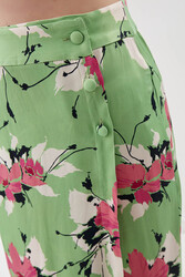 Çiçekli Midi Boy Saten Etek - 2