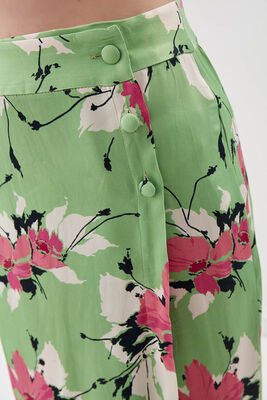 Çiçekli Midi Boy Saten Etek - 2