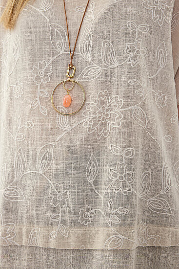 %100 Keten Çiçekli Oversize Bluz - 14