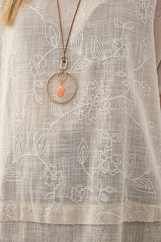 %100 Keten Çiçekli Oversize Bluz - 14