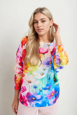 Çiçekli Salaş Uzun Kol Bluz - Thumbnail (2)