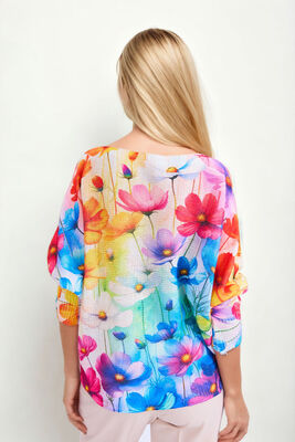 Çiçekli Salaş Uzun Kol Bluz - Thumbnail (4)