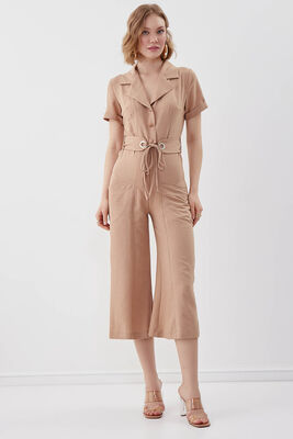 VİTRİN - Çift Cep Kemerli Kısa Kol Tulum