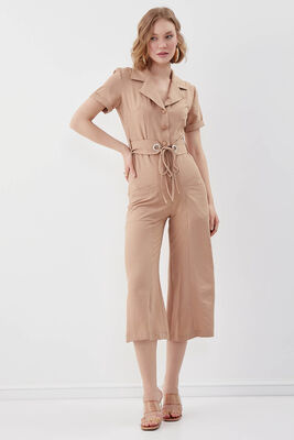 Çift Cep Kemerli Kısa Kol Tulum - Thumbnail (2)