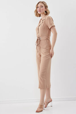 Çift Cep Kemerli Kısa Kol Tulum - Thumbnail (3)