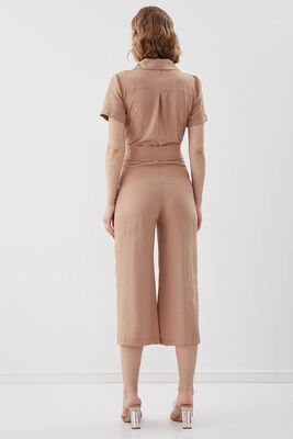 Çift Cep Kemerli Kısa Kol Tulum - Thumbnail (4)