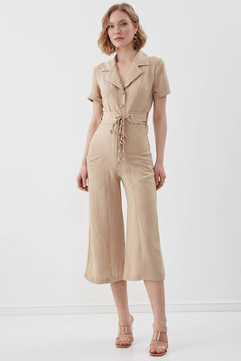 Çift Cep Kemerli Kısa Kol Tulum - Thumbnail (7)