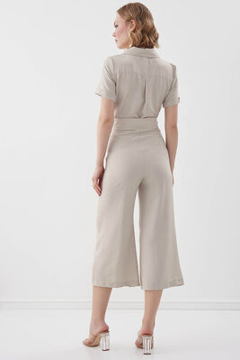 Çift Cep Kemerli Kısa Kol Tulum - Thumbnail (18)