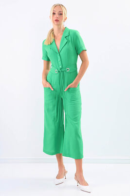 Çift Cep Kemerli Kısa Kol Tulum - Thumbnail (20)