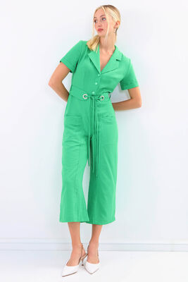 Çift Cep Kemerli Kısa Kol Tulum - Thumbnail (23)