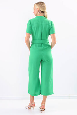 Çift Cep Kemerli Kısa Kol Tulum - Thumbnail (24)