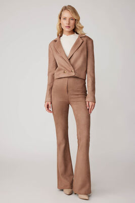 VİTRİN - Çift Düğmeli Astarlı Crop Süet Ceket (1)