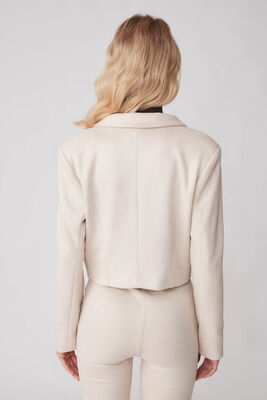 Çift Düğmeli Astarlı Crop Süet Ceket - Thumbnail (10)