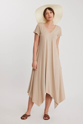 Çift V Yaka Modal Kumaş Şalvar Elbise - 1