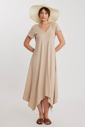 Çift V Yaka Modal Kumaş Şalvar Elbise - 2