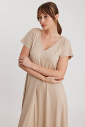 Çift V Yaka Modal Kumaş Şalvar Elbise - 3