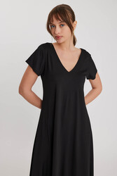 Çift V Yaka Modal Kumaş Şalvar Elbise - 13