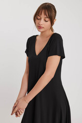 Çift V Yaka Modal Kumaş Şalvar Elbise - 14