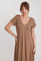 Çift V Yaka Modal Kumaş Şalvar Elbise - 18