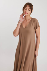 Çift V Yaka Modal Kumaş Şalvar Elbise - 19