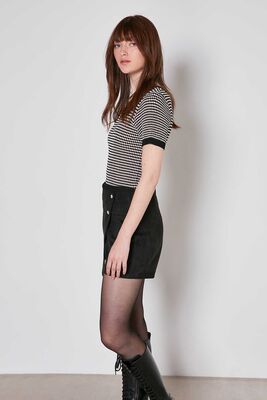 Çıtçıt Detaylı Suni Süet Şort Etek - Thumbnail (14)