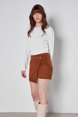 Çıtçıt Detaylı Suni Süet Şort Etek - Thumbnail (18)