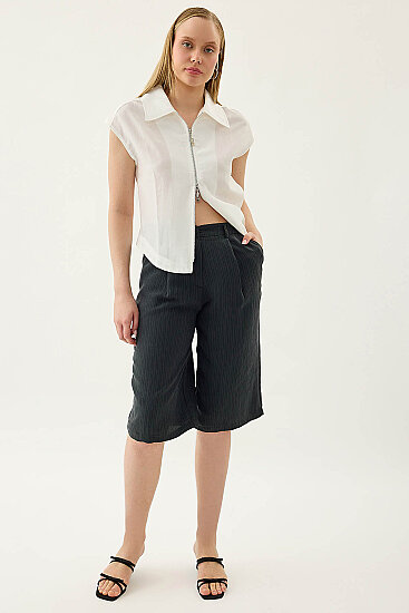 Çizgi Desen Bermuda Şort (1)