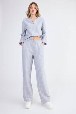 Çizgi Desen Rahat Kalıp Pantolon - Thumbnail (2)