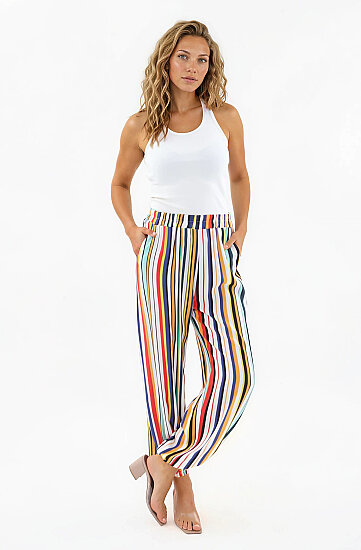 Çizgi Desen Şalvar Pantolon - 3