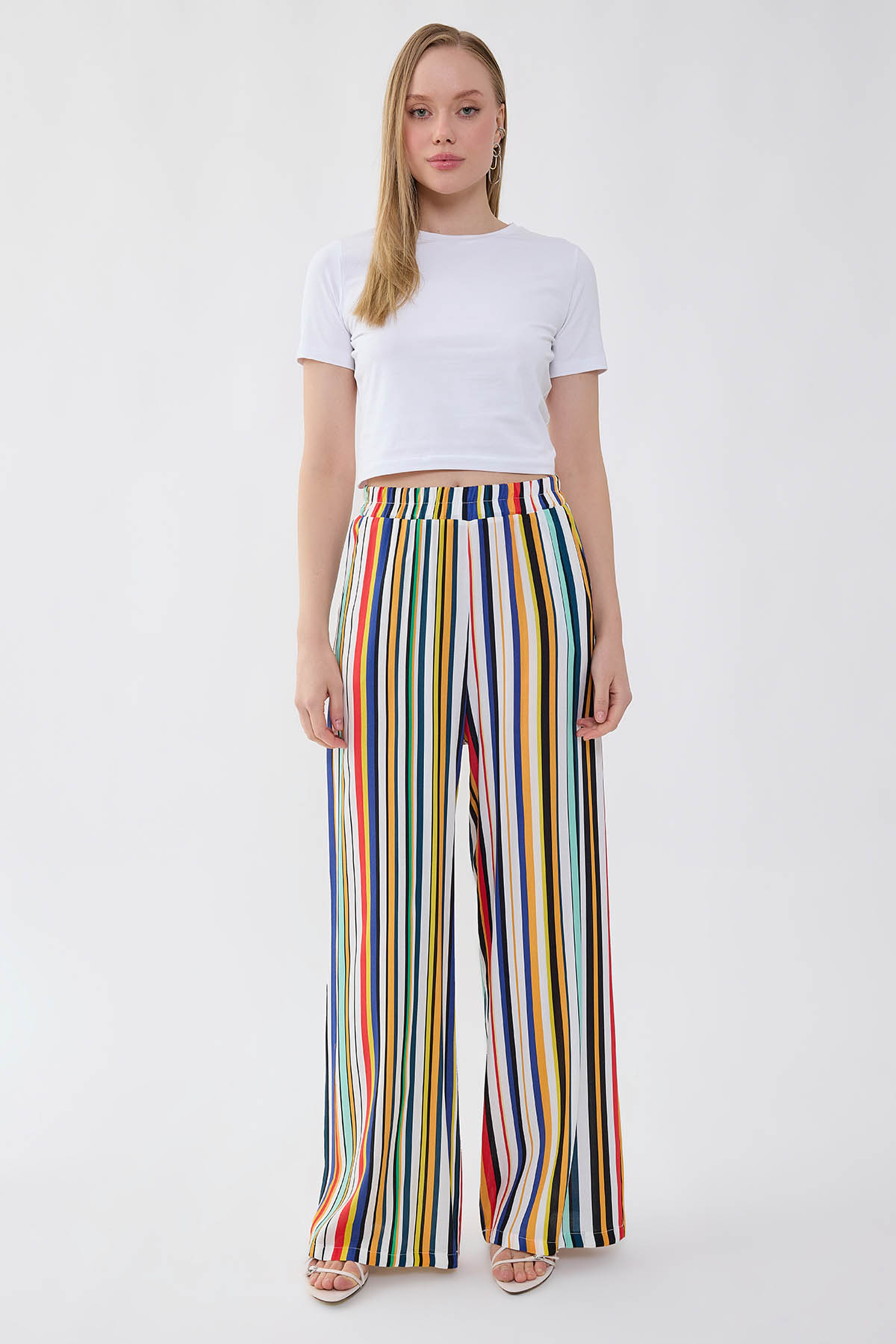 VİTRİN - Çizgi Desenli Beli Lastikli Pantolon (1)