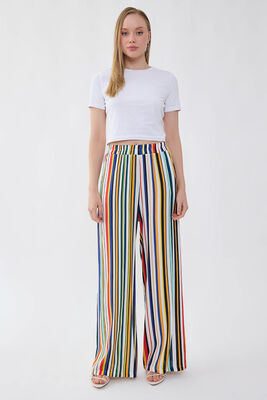 Çizgi Desenli Beli Lastikli Pantolon (1)