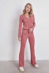 Çizgili Örme Kumaş Rahat Pantolon - 17