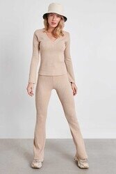 Çizgili Örme Kumaş Rahat Pantolon - 26