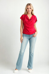 Degaje Yaka Dökümlü Bluz - 9