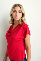 Degaje Yaka Dökümlü Bluz - 8